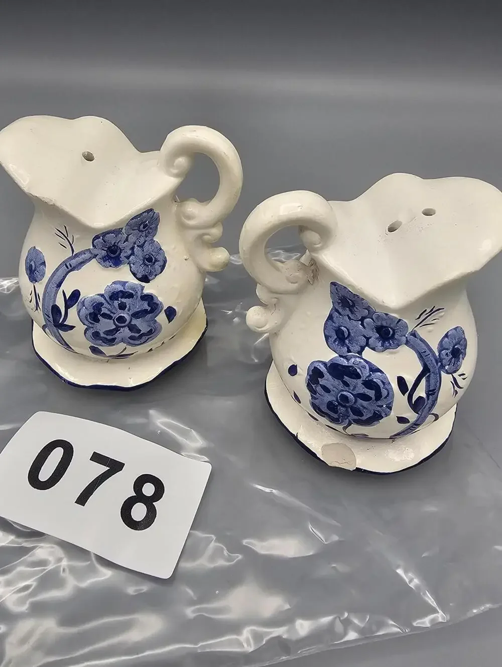 Vintage Blue and White Floral salt and pepper shakers Set of 2